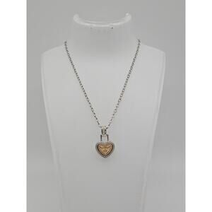 Diamonds International Diamond Heart Pendant 18" Necklace Silver Gold Finish